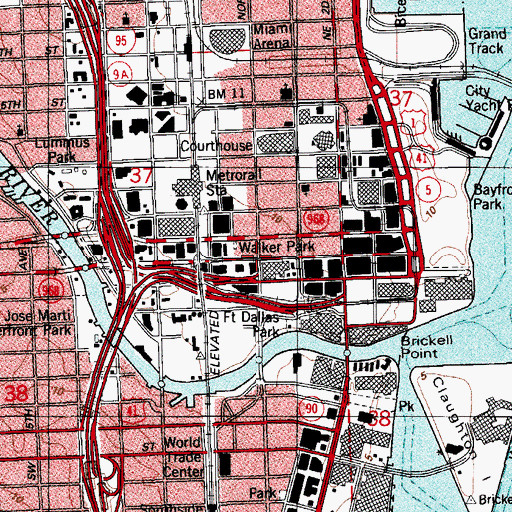 Topographic Map of Miami Avenue Station, FL