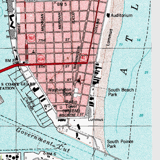 Topographic Map of Miami Beach Hebrew Home for the Aged, FL
