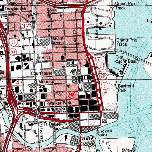 Topographic Map of Miami Dade Community College Mitchel Wolfson Campus, FL