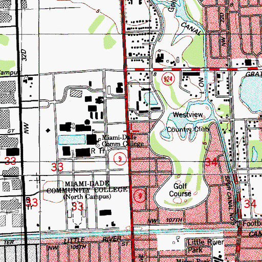 Topographic Map of Miami Dade Community College Preschool, FL