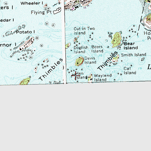 Topographic Map of Hen Island, CT
