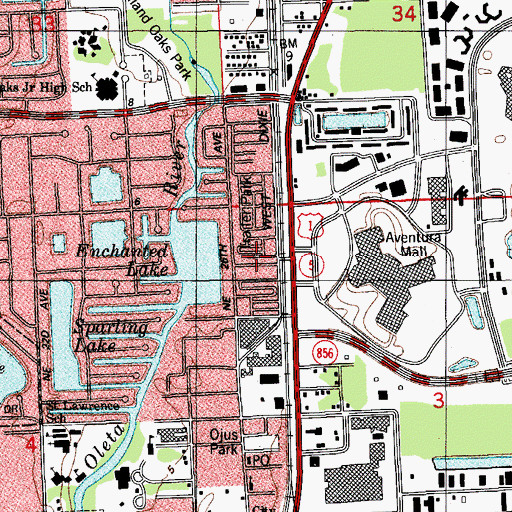 Topographic Map of Landmark Mobile Home Park, FL