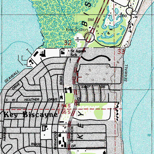 Topographic Map of Key Biscayne Library, FL