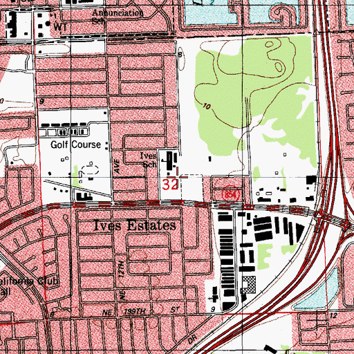 Topographic Map of Ives Estate Park, FL