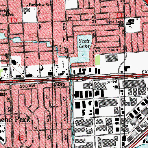 Topographic Map of Golden Glades Unit, FL