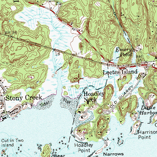 Topographic Map of Hoadley Creek, CT