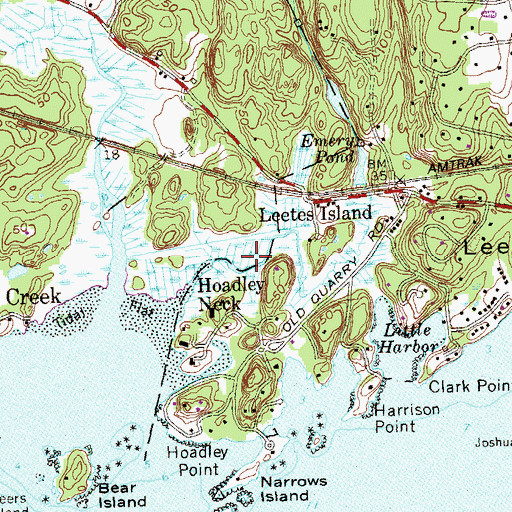 Topographic Map of Hoadley Neck, CT