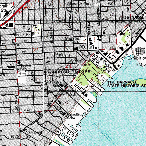 Topographic Map of Coconut Grove Playhouse, FL