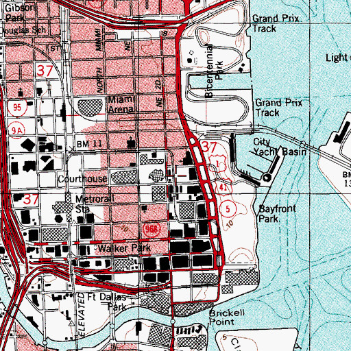 Topographic Map of College-Bayside Station, FL