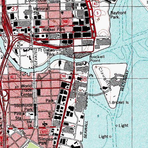 Topographic Map of Brickell Christian School, FL