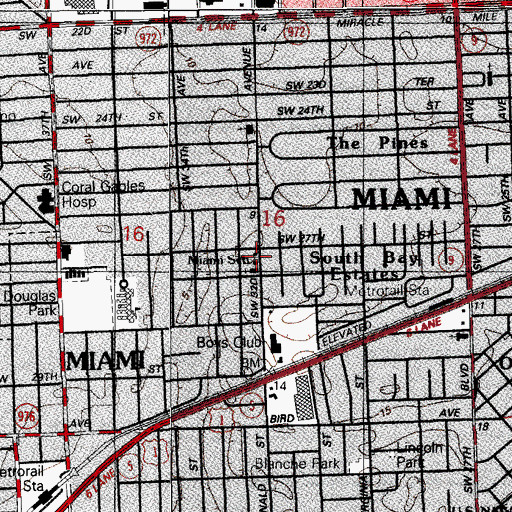 Topographic Map of Brito Miami Private School, FL