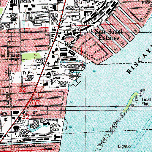 Topographic Map of Biscayne Bay Seaplane Base, FL