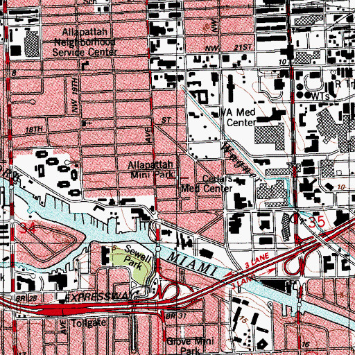 Topographic Map of Allapattah Wynwood Community Development Center, FL