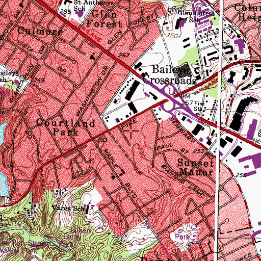 Topographic Map of Bailey's Crossroads Community Shelter, VA
