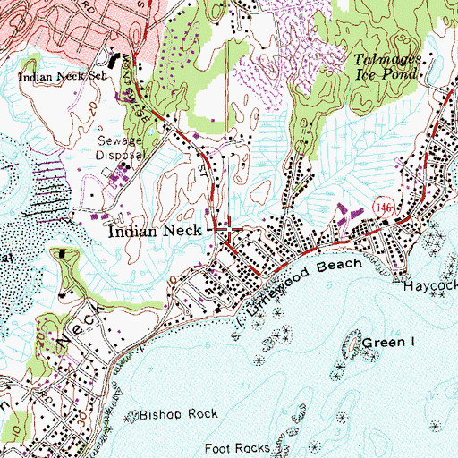 Topographic Map of Indian Neck, CT