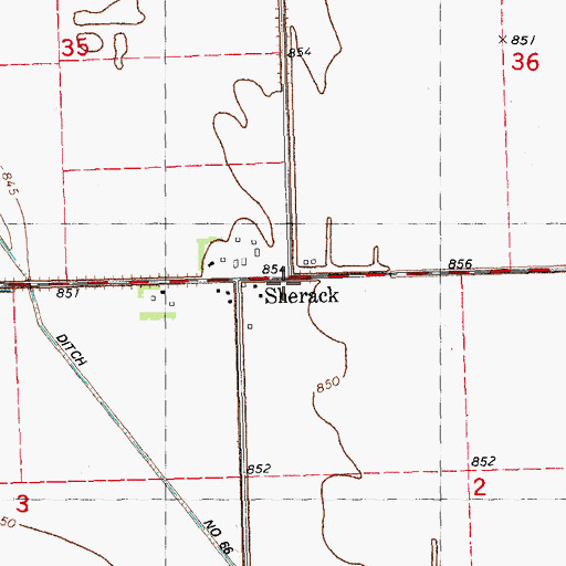 Topographic Map of Sherack (historical), MN