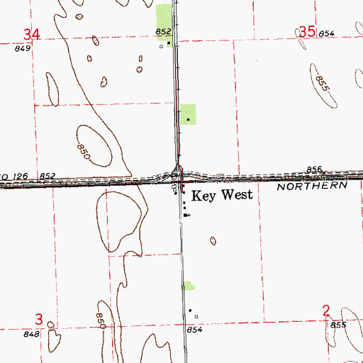 Topographic Map of Key West (historical), MN