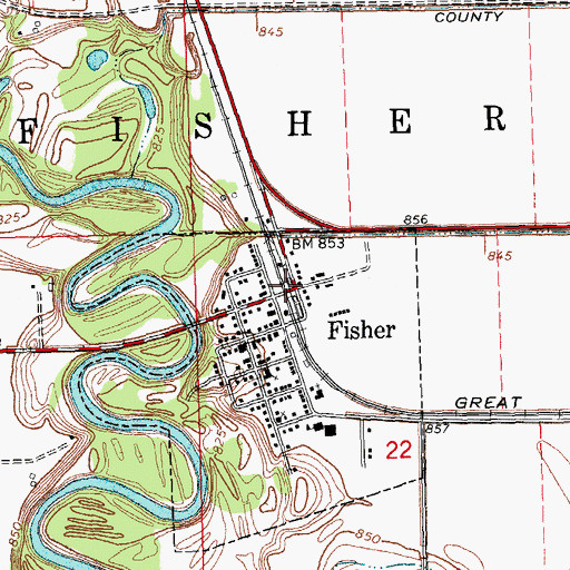 Topographic Map of Fisher, MN