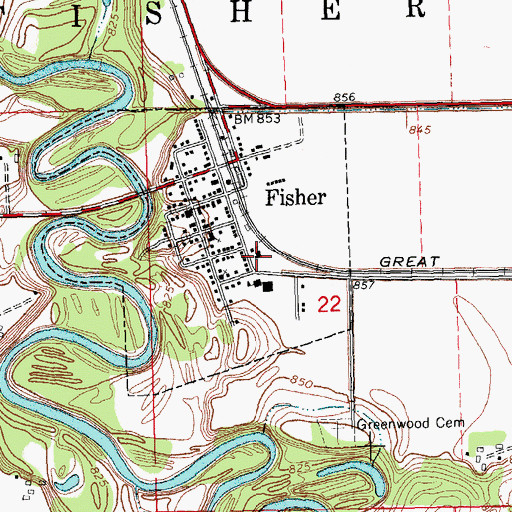 Topographic Map of Saint Francis Church, MN