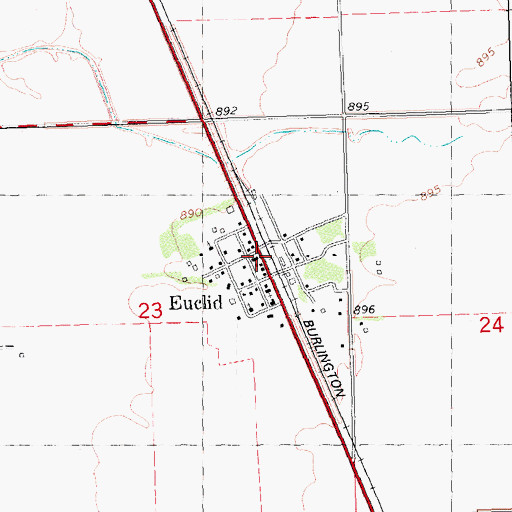 Topographic Map of Euclid, MN