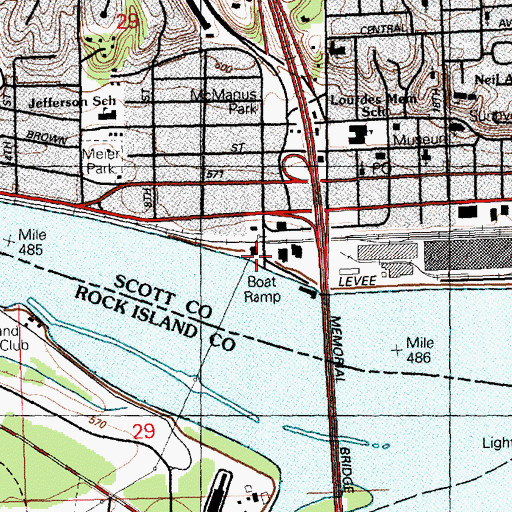 Topographic Map of Leach Park, IA