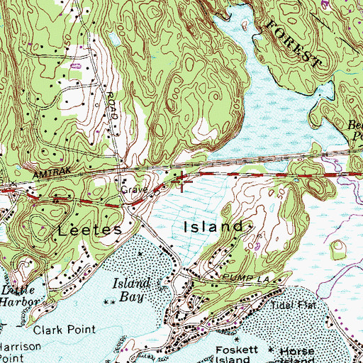 Topographic Map of Leetes Island, CT