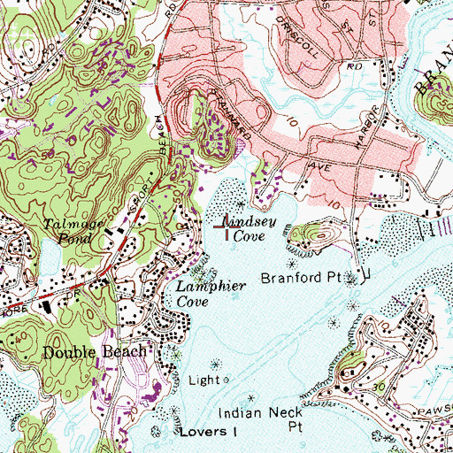 Topographic Map of Lindsey Cove, CT