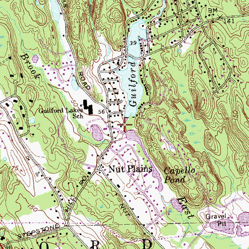 Topographic Map of Little Meadow Brook, CT