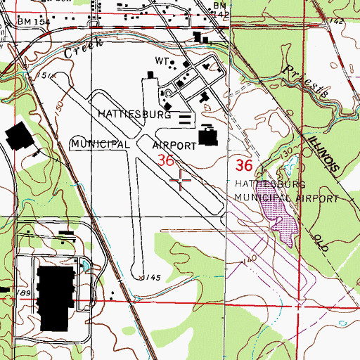 Topographic Map of Hattiesburg Army Air Field (historical), MS