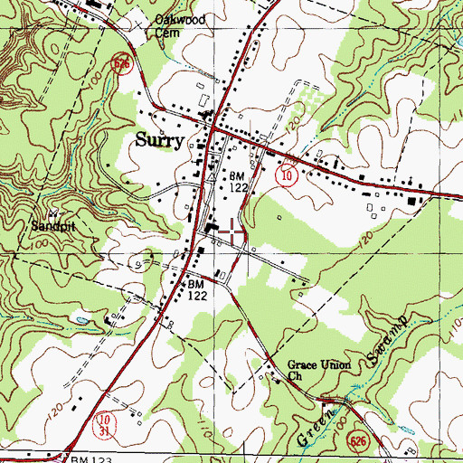Topographic Map of Surry County Sheriff's Office, VA