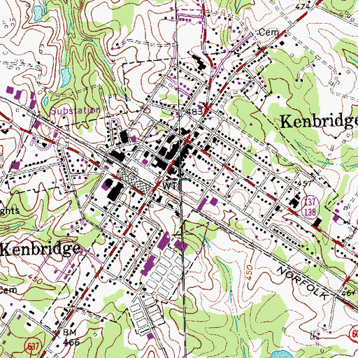 Topographic Map of Kenbridge Volunteer Fire Department, VA