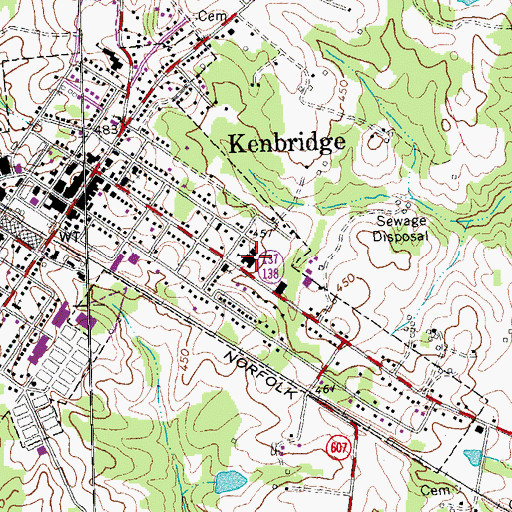 Topographic Map of Kenbridge Police Department, VA