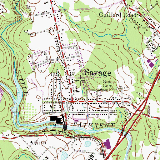 Topographic Map of Howard County Fire Department Station 6 Savage, MD