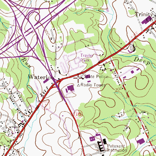 Topographic Map of Maryland State Police Waterloo Barrack A, MD