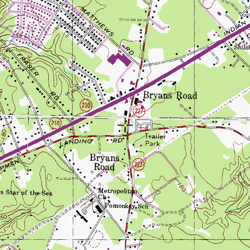 Topographic Map of Bryans Road Volunteer Fire Department and Rescue Squad, MD