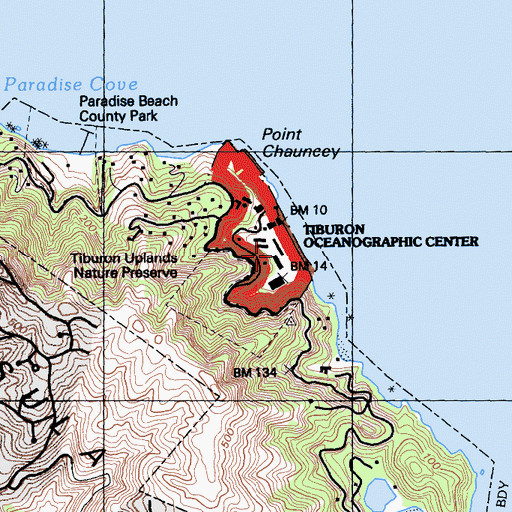 Topographic Map of Naval Net Depot Tiburon (historical), CA