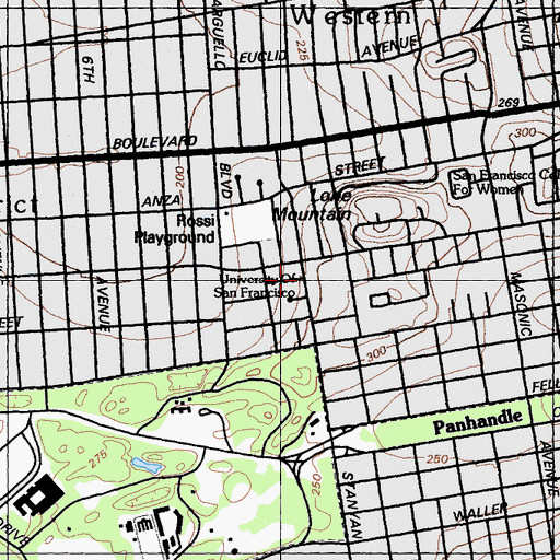 Topographic Map of Saint Ignatius High School (historical), CA