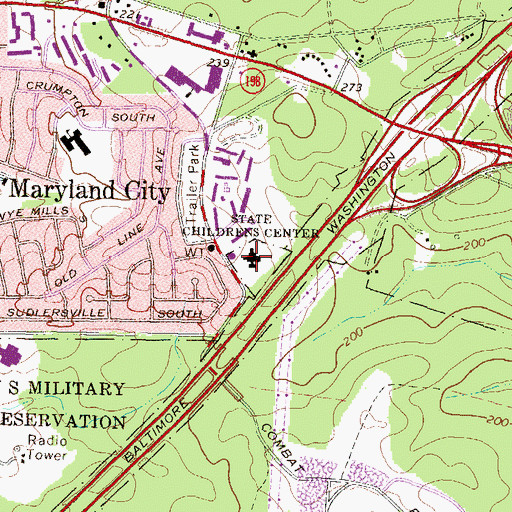 Topographic Map of Waxters Childrens Center, MD