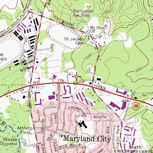 Topographic Map of Maryland City Volunteer Fire Department Company 27, MD