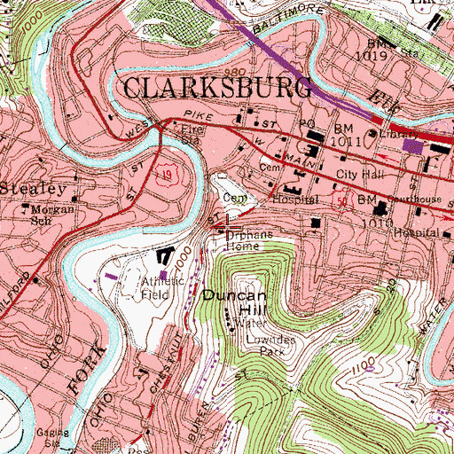 Topographic Map of Genesis Youth Center (historical), WV