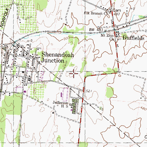 Topographic Map of Wildwood Middle School, WV