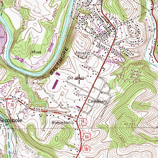Topographic Map of Lincoln High School, WV