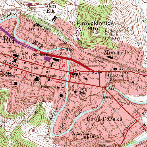 Topographic Map of Saint Mary's Central Grade School, WV