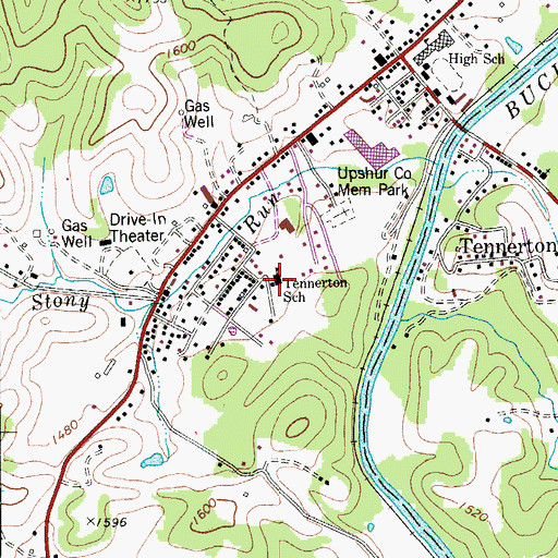 Topographic Map of Tennerton Elementary School, WV