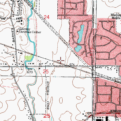 Topographic Map of Aurora Chain of Lakes Cherry Hills Diversion, IL