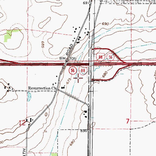 Topographic Map of East Run North Loop, IL