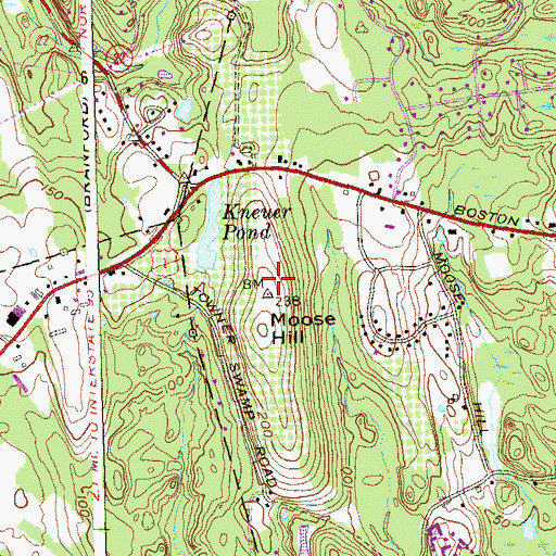 Topographic Map of Moose Hill, CT
