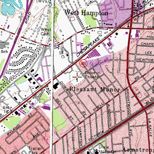 Topographic Map of Hampton Industrial Center, VA