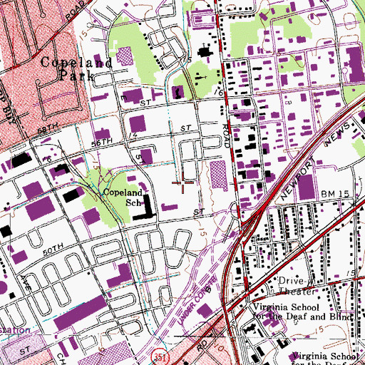Topographic Map of Copeland Industrial Park, VA