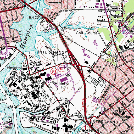 Topographic Map of Freeman Hall, VA